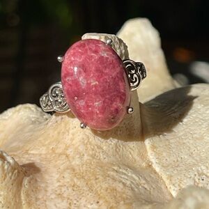 Vintage Thulite Pink Topaz Sterling Silver Ring